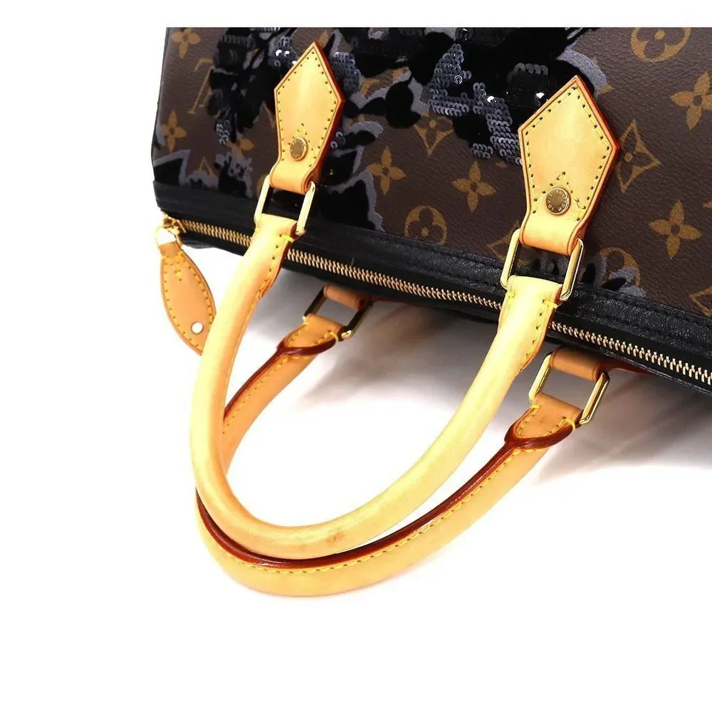 Louis Vuitton Monogram Fleur De Gees Speedy 30 Hand Bag Sequin Brown